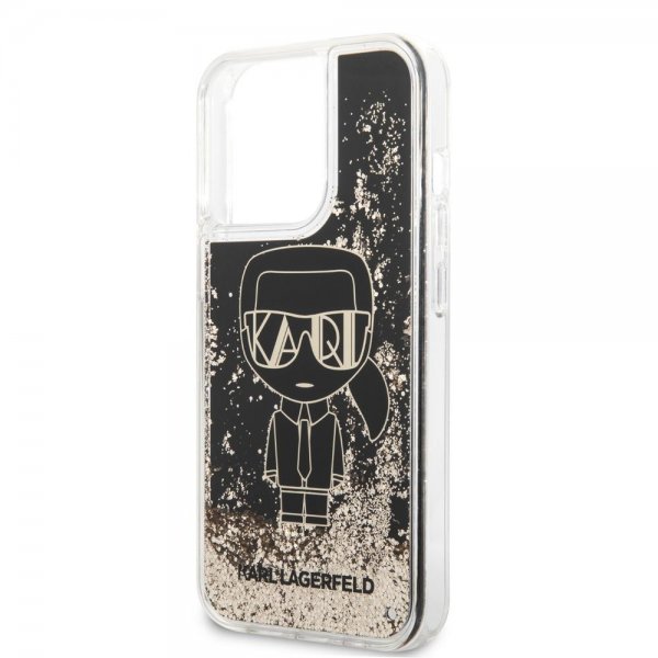 Karl Lagerfeld iPhone 13 Pro Max Suojakuori Liquid Glitter Gatsby Musta
