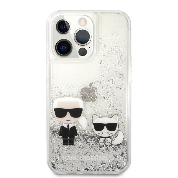 Karl Lagerfeld iPhone 13 Pro Max -kuoret Liquid Glitter K&C Silver