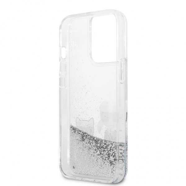 Karl Lagerfeld iPhone 13 Pro Max -kuoret Liquid Glitter K&C Silver