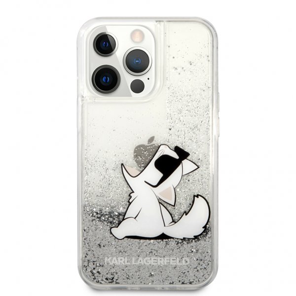 Karl Lagerfeld iPhone 13 Pro Max Suojakuori Liquid Glitter Choupette Hopea