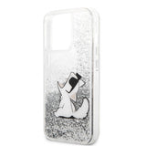 Karl Lagerfeld iPhone 13 Pro Max Suojakuori Liquid Glitter Choupette Hopea