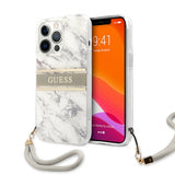 Guess iPhone 13 Pro Max -suojakuori, Marble Design Stripe, harmaa