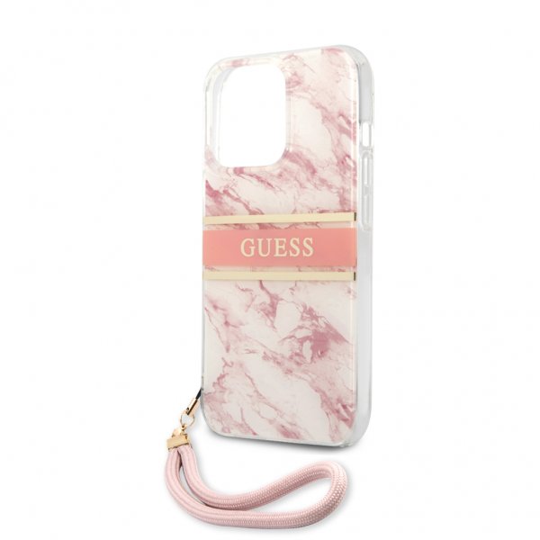 Guess iPhone 13 Pro Max -suojakuori Marble Design Stripe, ruusukulta