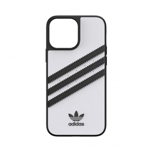 Adidas iPhone 13 Pro Max -muotoiltu PU-kotelo, valkoinen