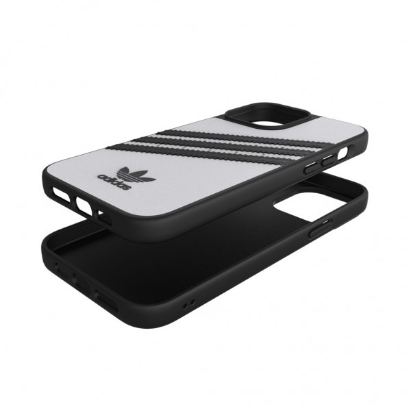 Adidas iPhone 13 Pro Max -muotoiltu PU-kotelo, valkoinen