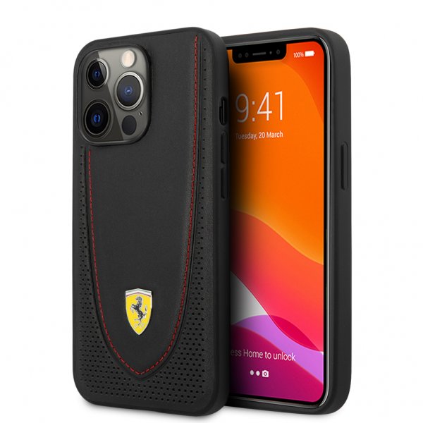 Ferrari iPhone 13 Pro Max Suojakuori Perforoitu Musta