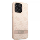 Guess iPhone 13 Pro Max -suojakuori Printed Stripe Bottom, vaaleanpunainen