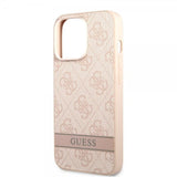 Guess iPhone 13 Pro Max -suojakuori Printed Stripe Bottom, vaaleanpunainen