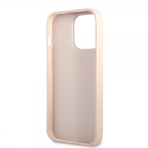 Guess iPhone 13 Pro Max -suojakuori Printed Stripe Bottom, vaaleanpunainen