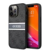 Guess iPhone 13 Pro Max kuori Printed Stripe, harmaa