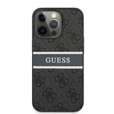 Guess iPhone 13 Pro Max kuori Printed Stripe, harmaa