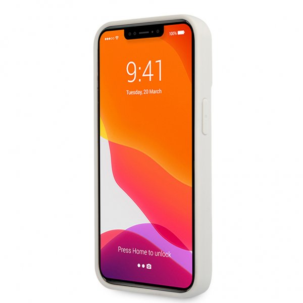 Ferrari iPhone 13 Pro Max -kuori, aitoa hiilikuitua, metallinen logo, hopea