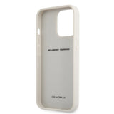 Ferrari iPhone 13 Pro Max -kuori, aitoa hiilikuitua, metallinen logo, hopea