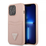 Guess iPhone 13 Pro Max -kuoret, Saffiano Double Cardslot, ruusunpunainen