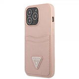 Guess iPhone 13 Pro Max -kuoret, Saffiano Double Cardslot, ruusunpunainen