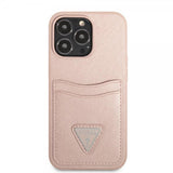 Guess iPhone 13 Pro Max -kuoret, Saffiano Double Cardslot, ruusunpunainen