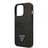 Guess iPhone 13 Pro Max Saffiano Double Cardslot -suojakuori, musta