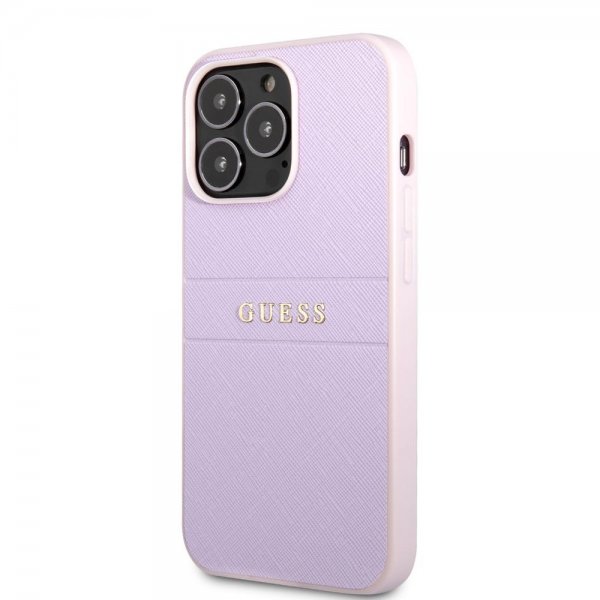 Guess iPhone 13 Pro Max Saffiano Metal Logo Lila -kuoret