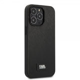 Karl Lagerfeld iPhone 13 Pro Max Saffiano Metal Plaque -suojakuori, musta