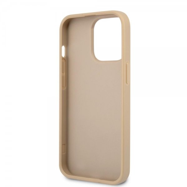 Guess iPhone 13 Pro Max Suojakuori Saffiano Metal Triangle Beige