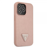 Guess iPhone 13 Pro Max Suojakuori Saffiano Metal Triangle Pink