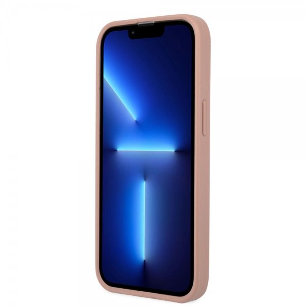 Guess iPhone 13 Pro Max Suojakuori Saffiano Metal Triangle Pink