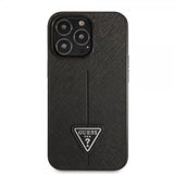 Guess iPhone 13 Pro Max Suojakuori Saffiano Metal Triangle Musta