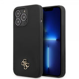 Guess iPhone 13 Pro Max Suojakuori Silicone Metal Logo 4G Musta