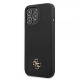 Guess iPhone 13 Pro Max Suojakuori Silicone Metal Logo 4G Musta