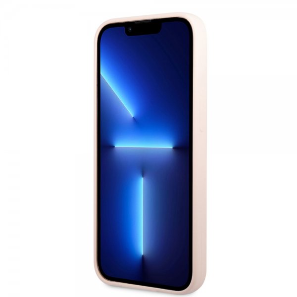 Guess iPhone 13 Pro Max kuori silikoni metallilevy MagSafe vaaleanpunainen