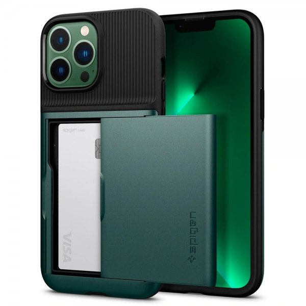Spigen iPhone 13 Pro Max -suojakuori Slim Armor CS Midnight Green