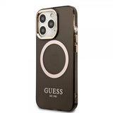 Guess iPhone 13 Pro Max läpinäkyvä MagSafe-kuori, musta