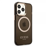 Guess iPhone 13 Pro Max läpinäkyvä MagSafe-kuori, musta