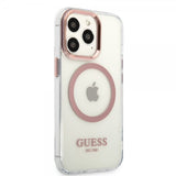 Guess iPhone 13 Pro Max -kuori läpinäkyvä MagSafe pinkki läpinäkyvä