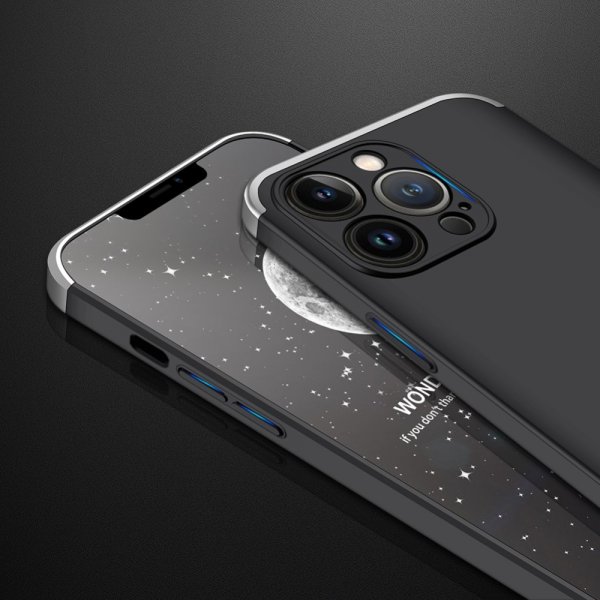 GKK iPhone 13 Pro Max Kolmiosainen Suojakuori Musta Hopea