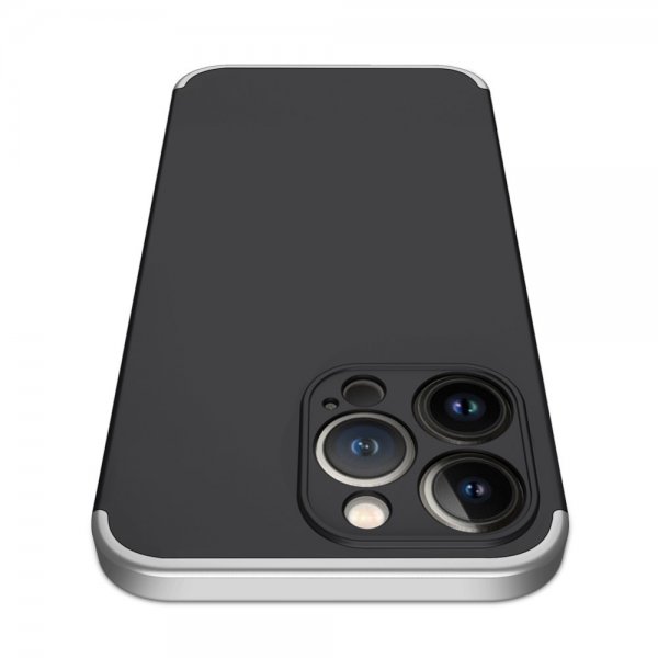 GKK iPhone 13 Pro Max Kolmiosainen Suojakuori Musta Hopea