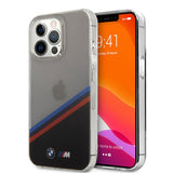 BMW iPhone 13 Pro Max Suojakuori Tricolor Stripe Läpinäkyvä Musta