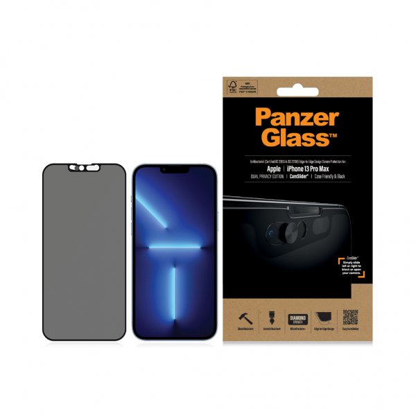PanzerGlass iPhone 13 Pro Max näytönsuoja reunasta reunaan CamSlider Privacy