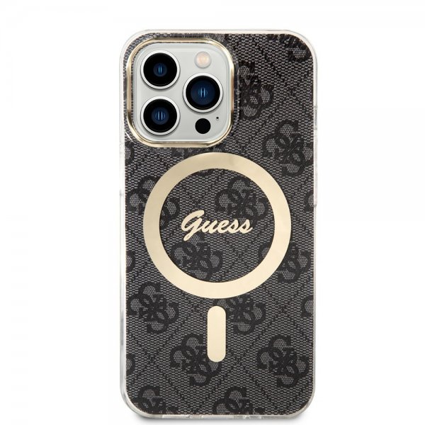 Guess iPhone 13 Pro -kuori 4G Pattern MagSafe Musta