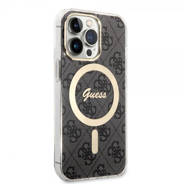 Guess iPhone 13 Pro -kuori 4G Pattern MagSafe Musta
