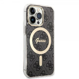 Guess iPhone 13 Pro -kuori 4G Pattern MagSafe Musta