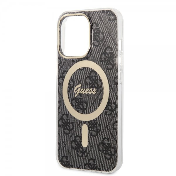 Guess iPhone 13 Pro -kuori 4G Pattern MagSafe Musta