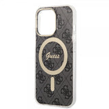 Guess iPhone 13 Pro -kuori 4G Pattern MagSafe Musta
