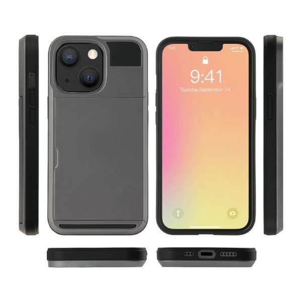 iPhone 13 Pro Kuori Card Slide Musta