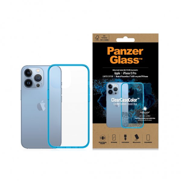 PanzerGlass iPhone 13 Pro -suojakuori ClearCase Color Bondi Blue