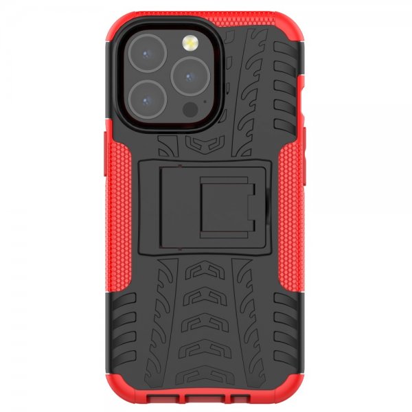 iPhone 13 Pro Kuori, rengaskuvio, jalustaominaisuus, punainen