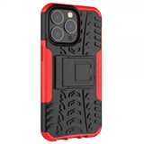 iPhone 13 Pro Kuori, rengaskuvio, jalustaominaisuus, punainen