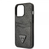 Guess iPhone 13 Pro -kuoret, Double Cardslot Metal Triangle, musta