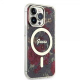 Guess iPhone 13 Pro -suojakuori Flower MagSafe Khaki