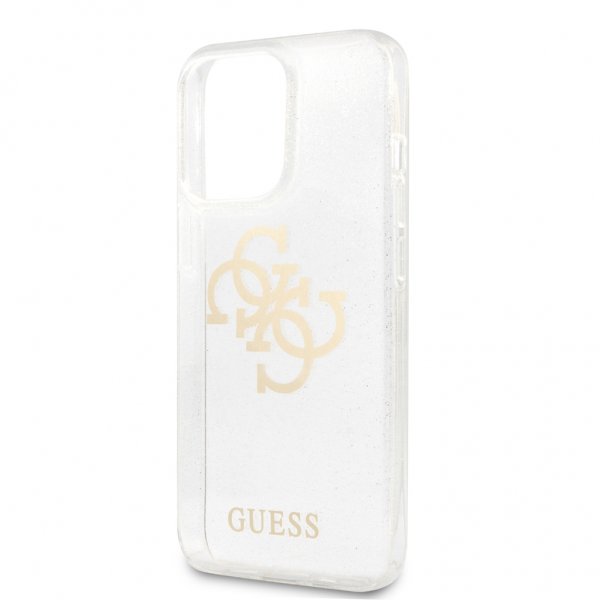 Guess iPhone 13 Pro -suojakuori, täysin läpinäkyvä glitter